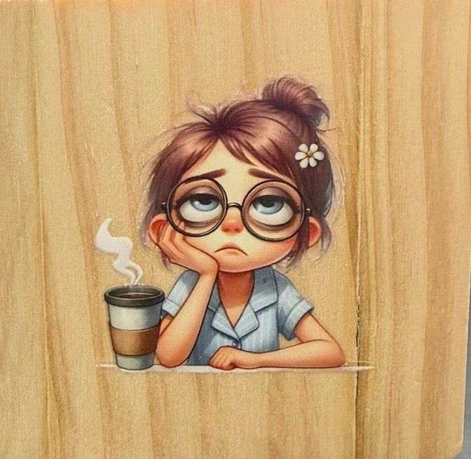 Tired Mum Coffee Wooden Coaster | Funny Coffee Lover Gift