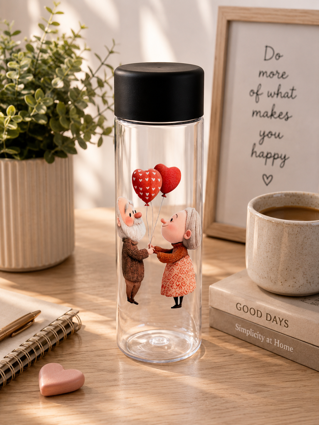 Love Balloon Couple Plastic Bottle – Cute Couple Design