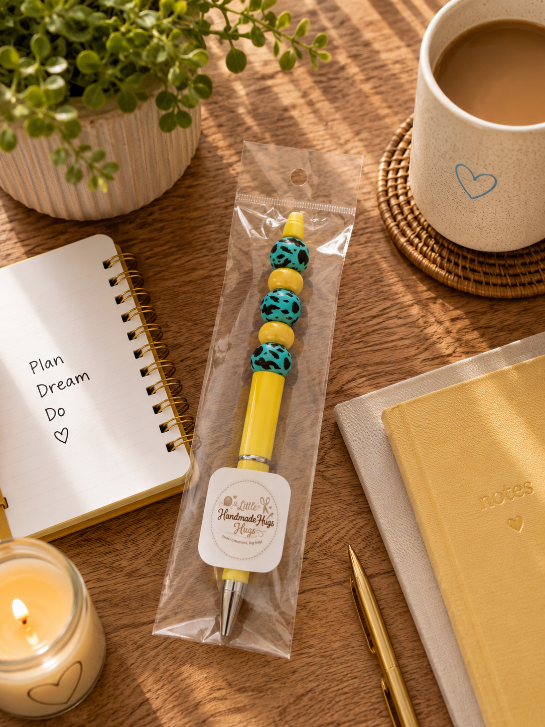 Sunshine Leopard Print Handmade Beaded Pen