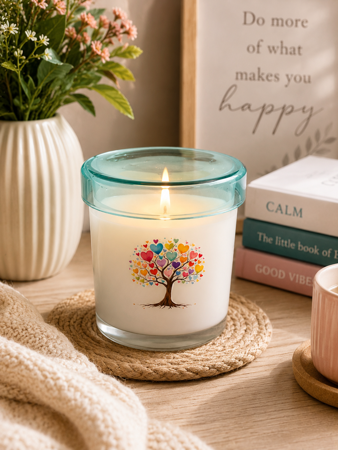 Heart Tree Candle – Rainbow Edition