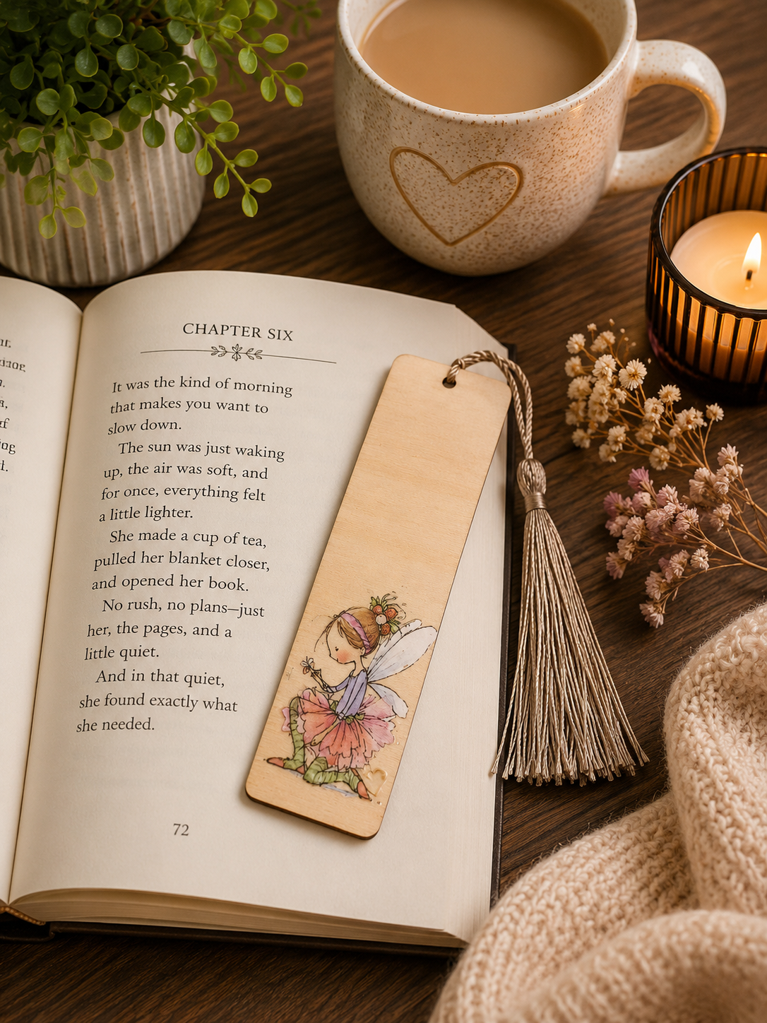 Fairy Wooden Bookmark with Tassel | Handmade Reading Gift