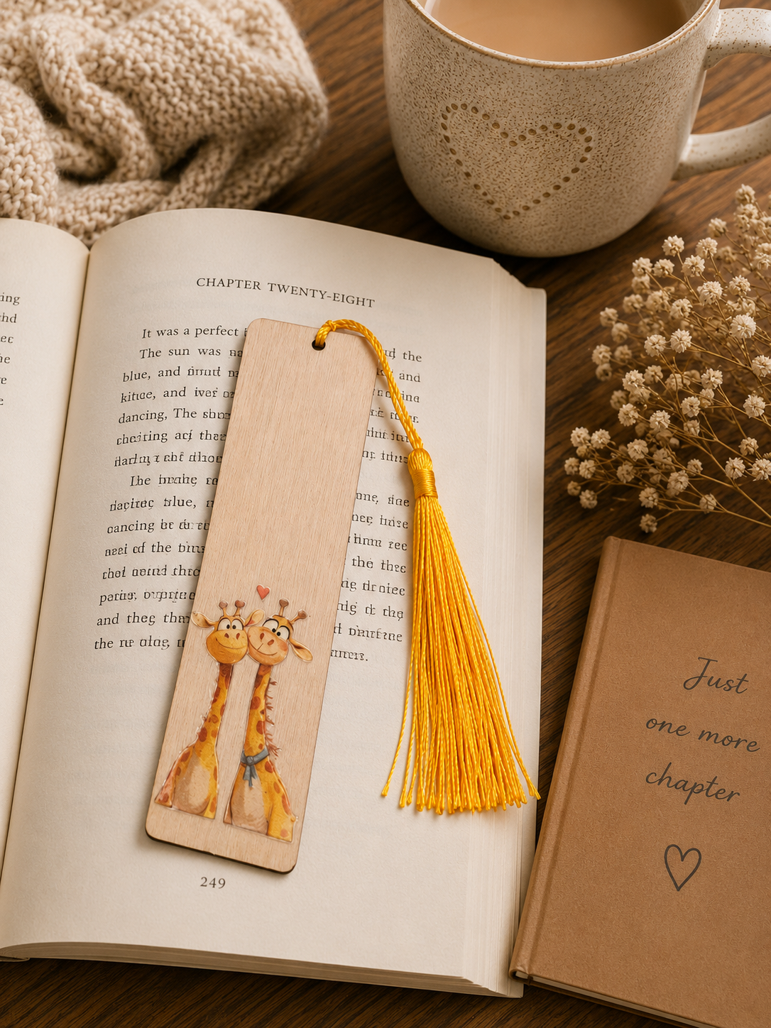 Cute Giraffe Wooden Bookmark with Tassel – Handmade Gift for Book Lovers