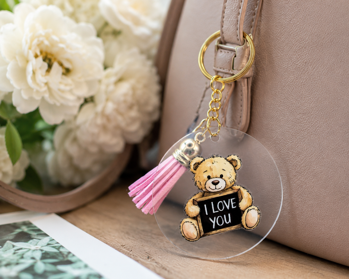 Teddy Bear “I Love You” Tassel Keyring