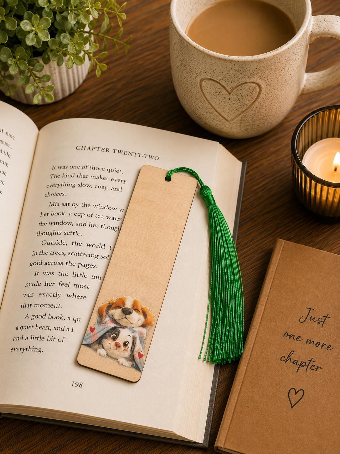 Cute Puppy Wooden Bookmark – Handmade Tassel Bookmark