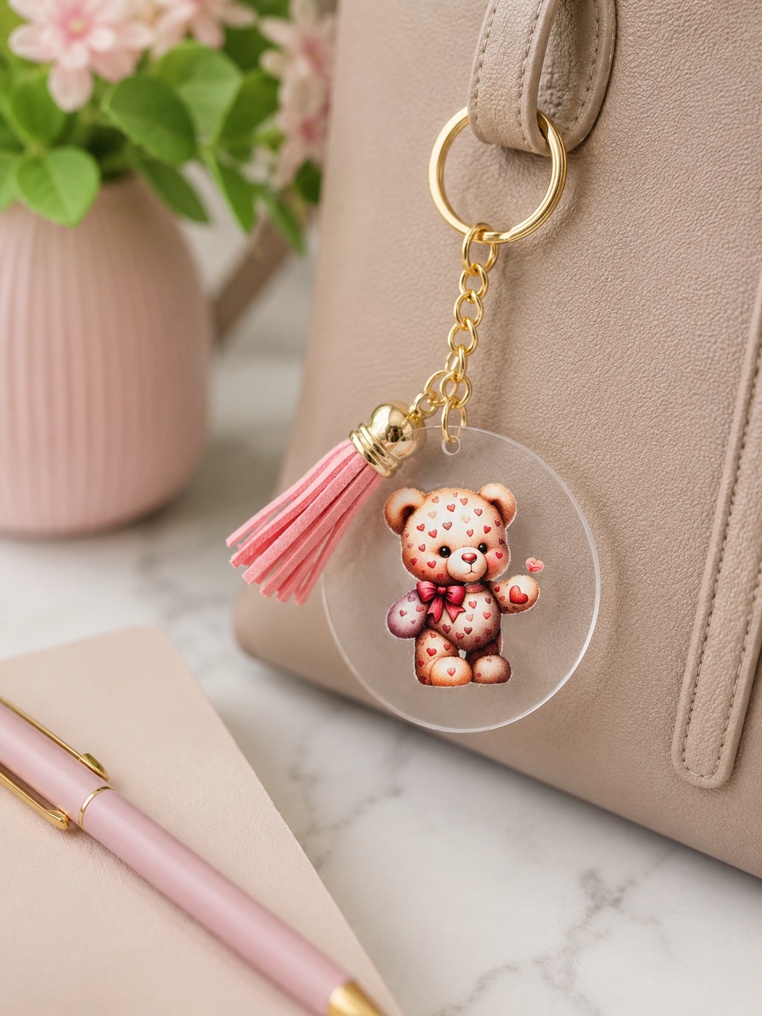 Heart Teddy Tassel Keyring