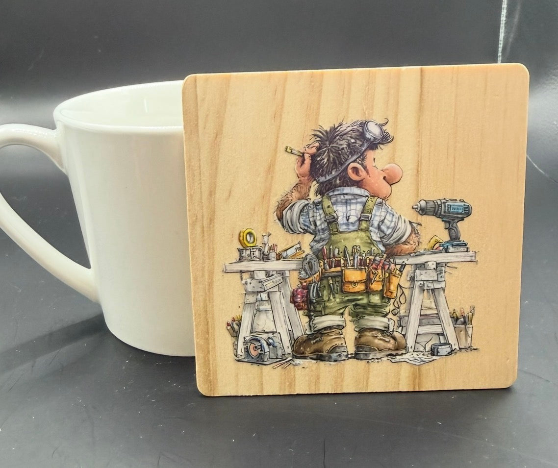Funny DIY Coaster | Tradesman Wooden Coaster | Builder Gift | Handyman Gift Idea