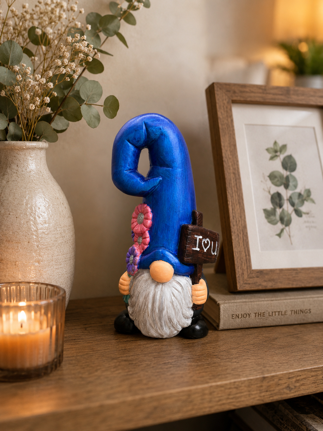 Hand Painted Blue Gonk/Gnome Ornament – I Love You Gift