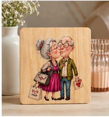 Cute Couple Coaster | Anniversary Gift | Romantic Wooden Coaster | Gift for Him or Her