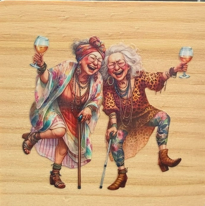 Funny Wooden Drinks Coaster | Rustic Humour Gift | Coffee Lover Coaster | Cute Tired Girl Coaster