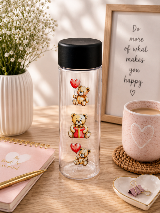 Cute Teddy Bear Plastic Bottle – Heart & Gift Design