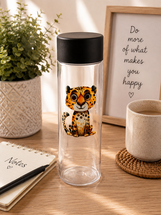 Cute Leopard Plastic Bottle – Safari Animal Design