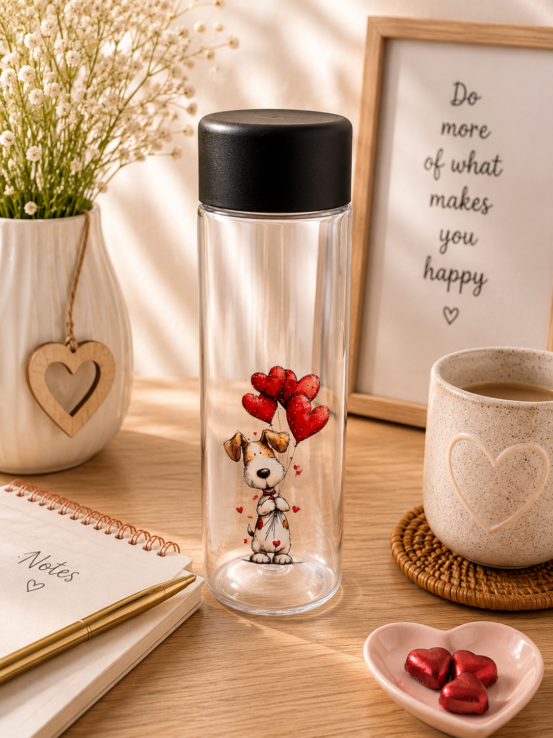 Cute Dog Heart Balloon Plastic Bottle