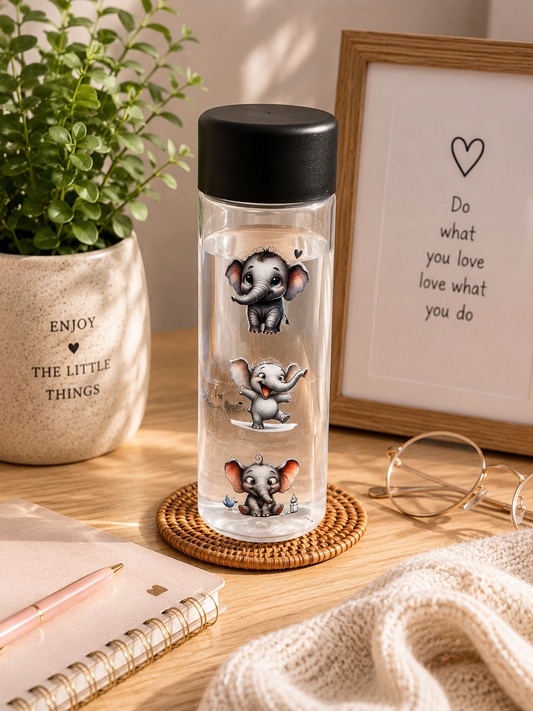 Cute Elephant Plastic Water Bottle – Reusable Drinks Bottle