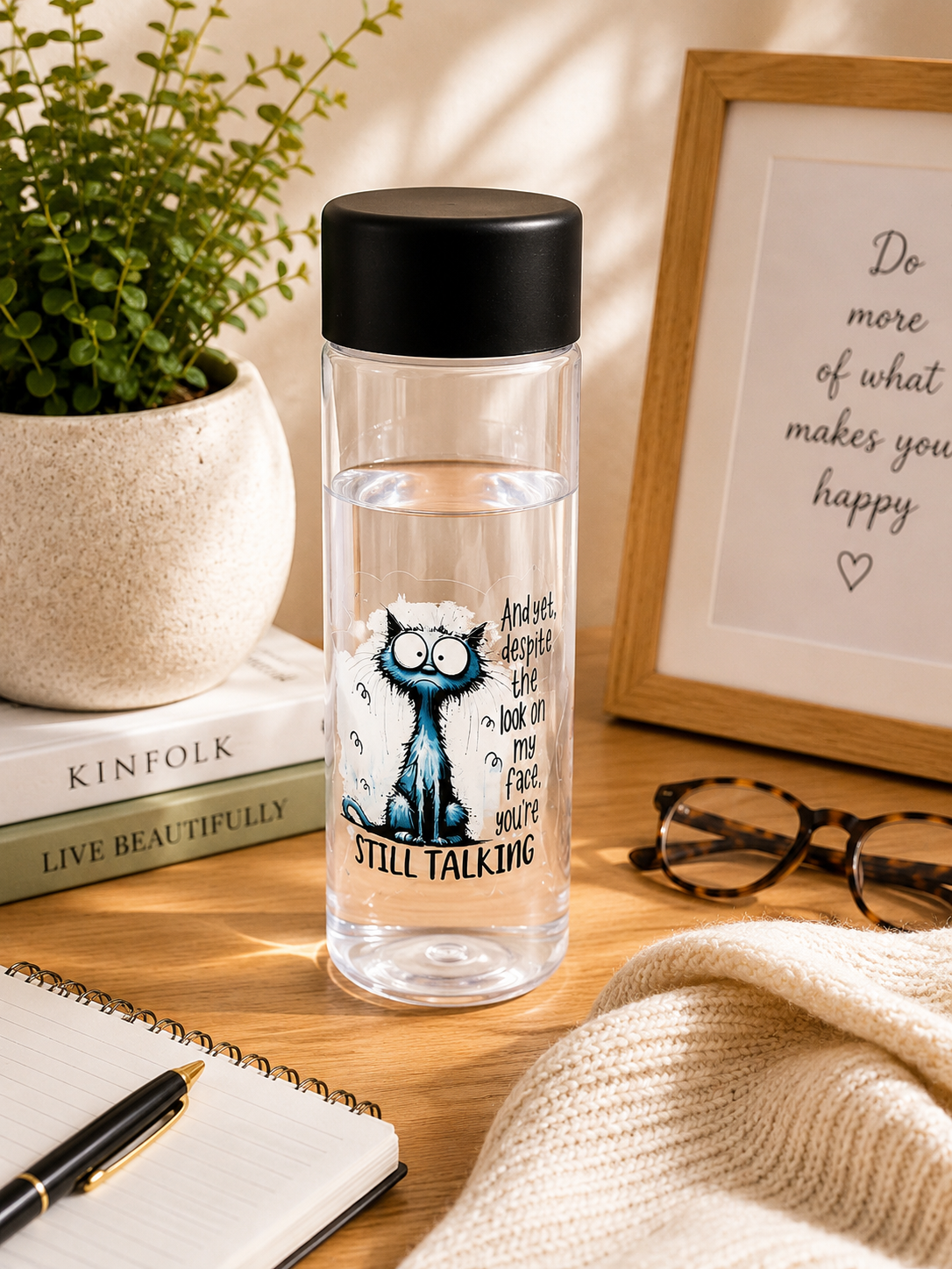 Funny Cat Screw Top Drinking Bottle