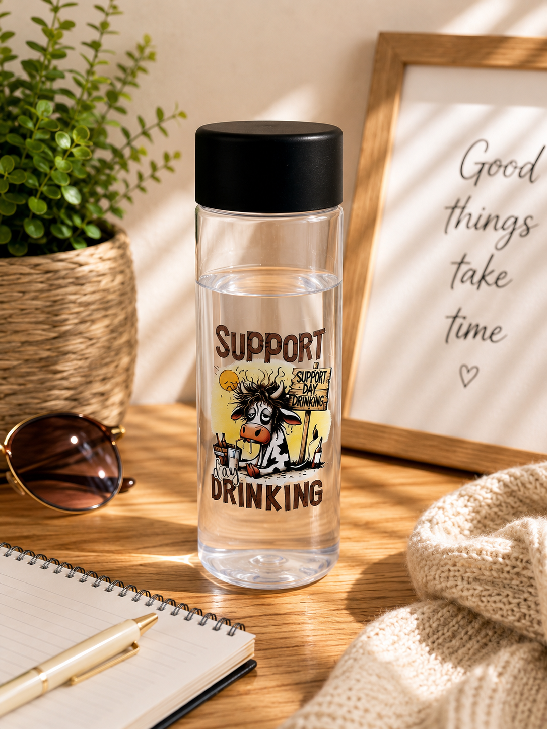 Funny “Support Day Drinking” Screw Top Drinking Bottle