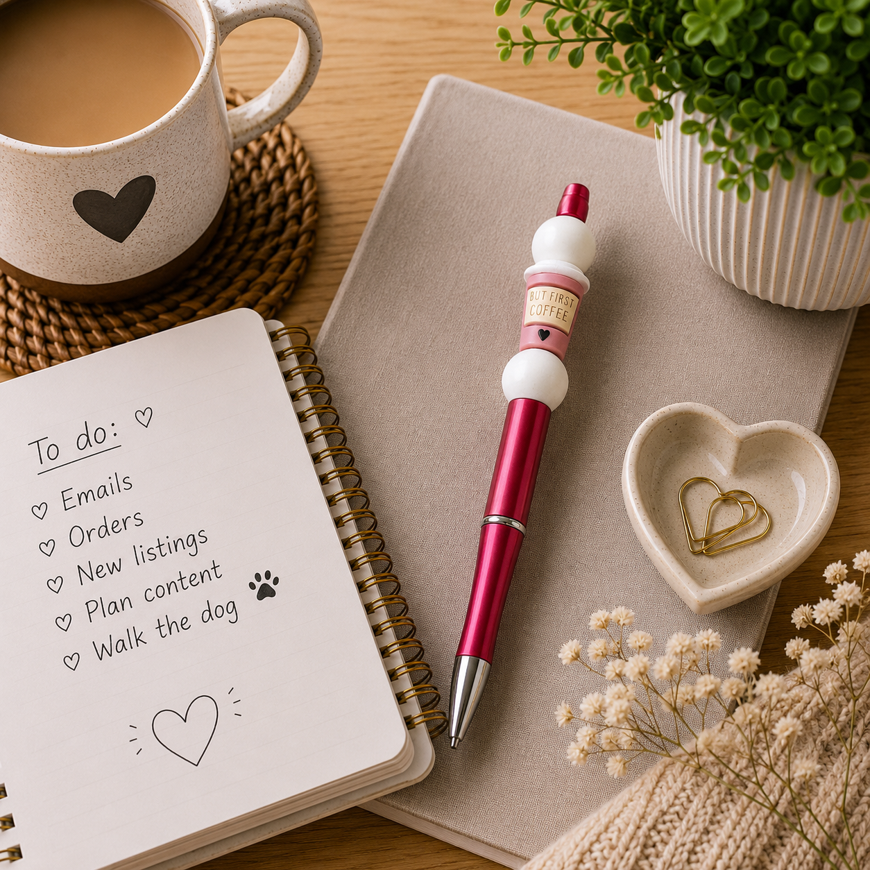 Coffee Cup Beaded Pen