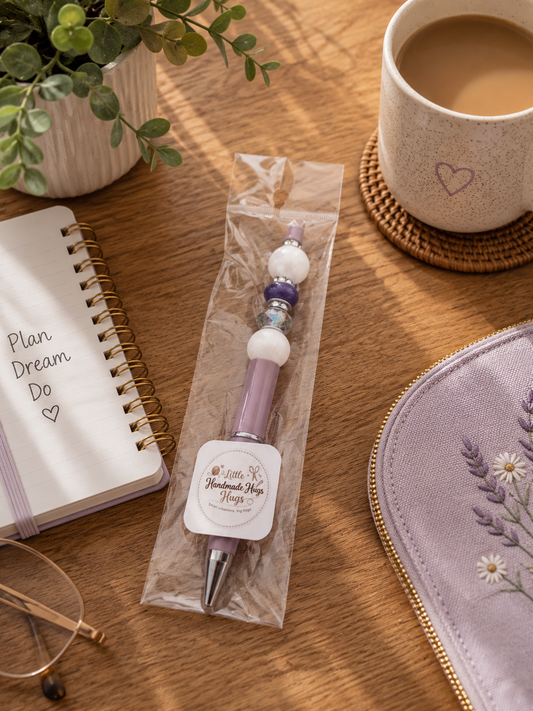 Lavender Sparkle Handmade Beaded Pen