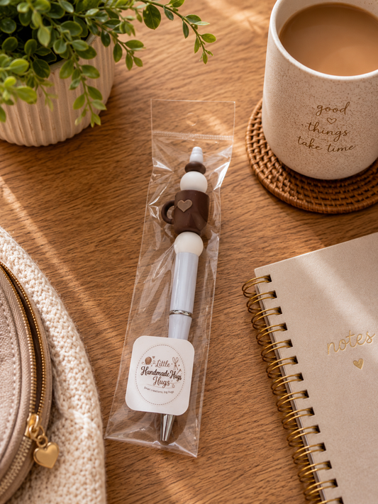Coffee Lover Handmade Beaded Pen
