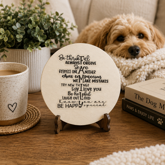 Inspirational Wooden Family Quote Coaster/Plaque