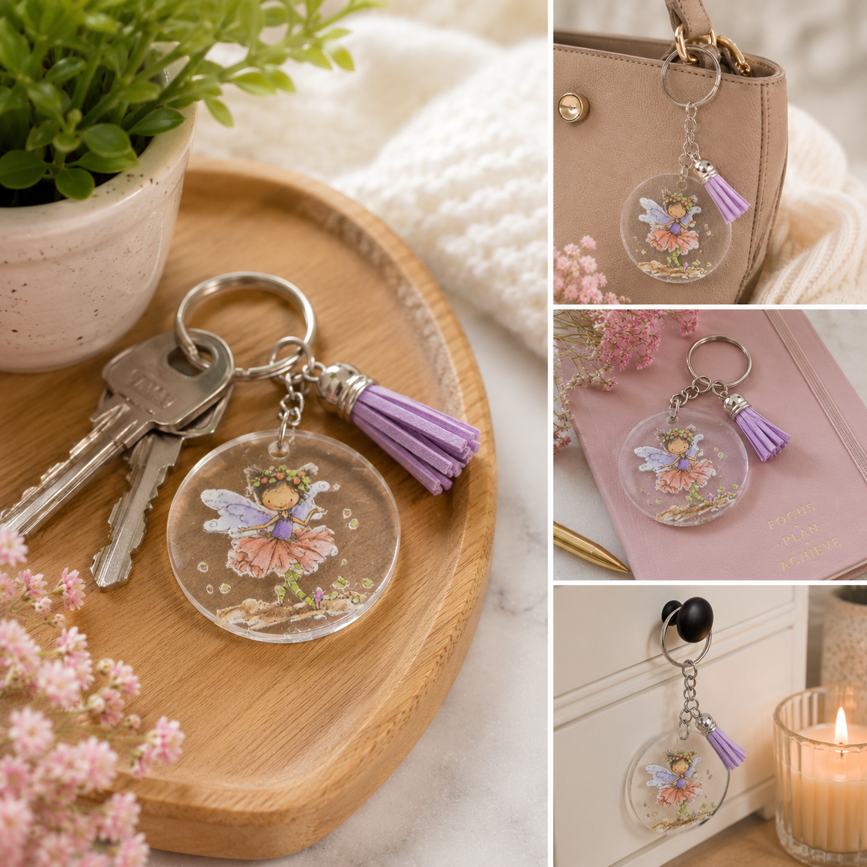 Fairy Keyring with Lilac Tassel