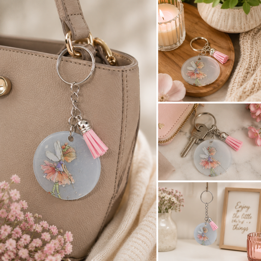 Fairy Keyring with Pink Tassel