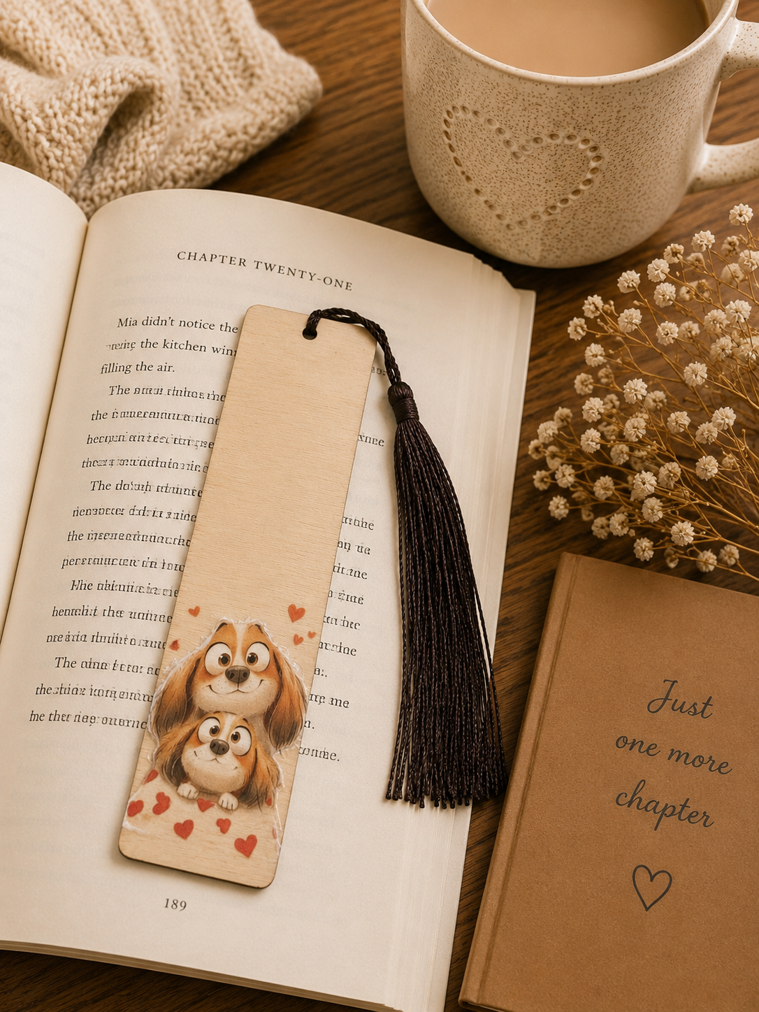 Cute Dog Wooden Bookmark with Tassel – Handmade Gift for Dog Lovers & Readers