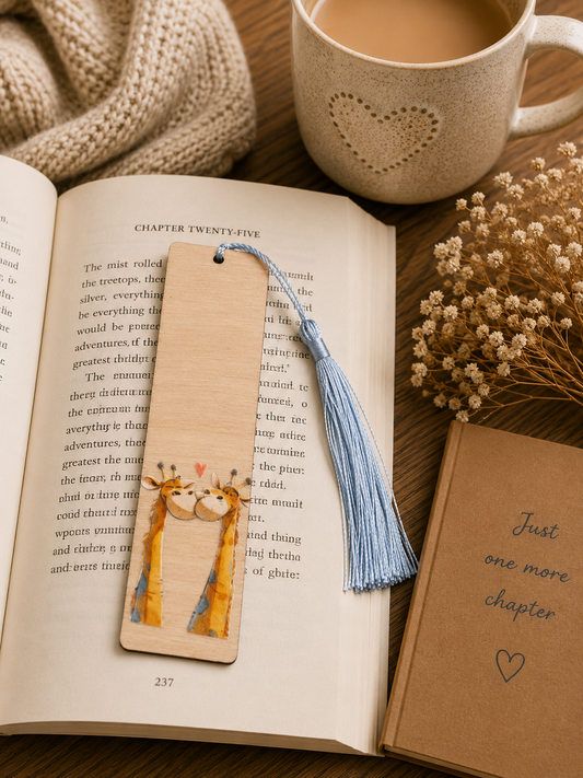 Cute Giraffe Wooden Bookmark with Tassel – Handmade Gift for Book Lovers